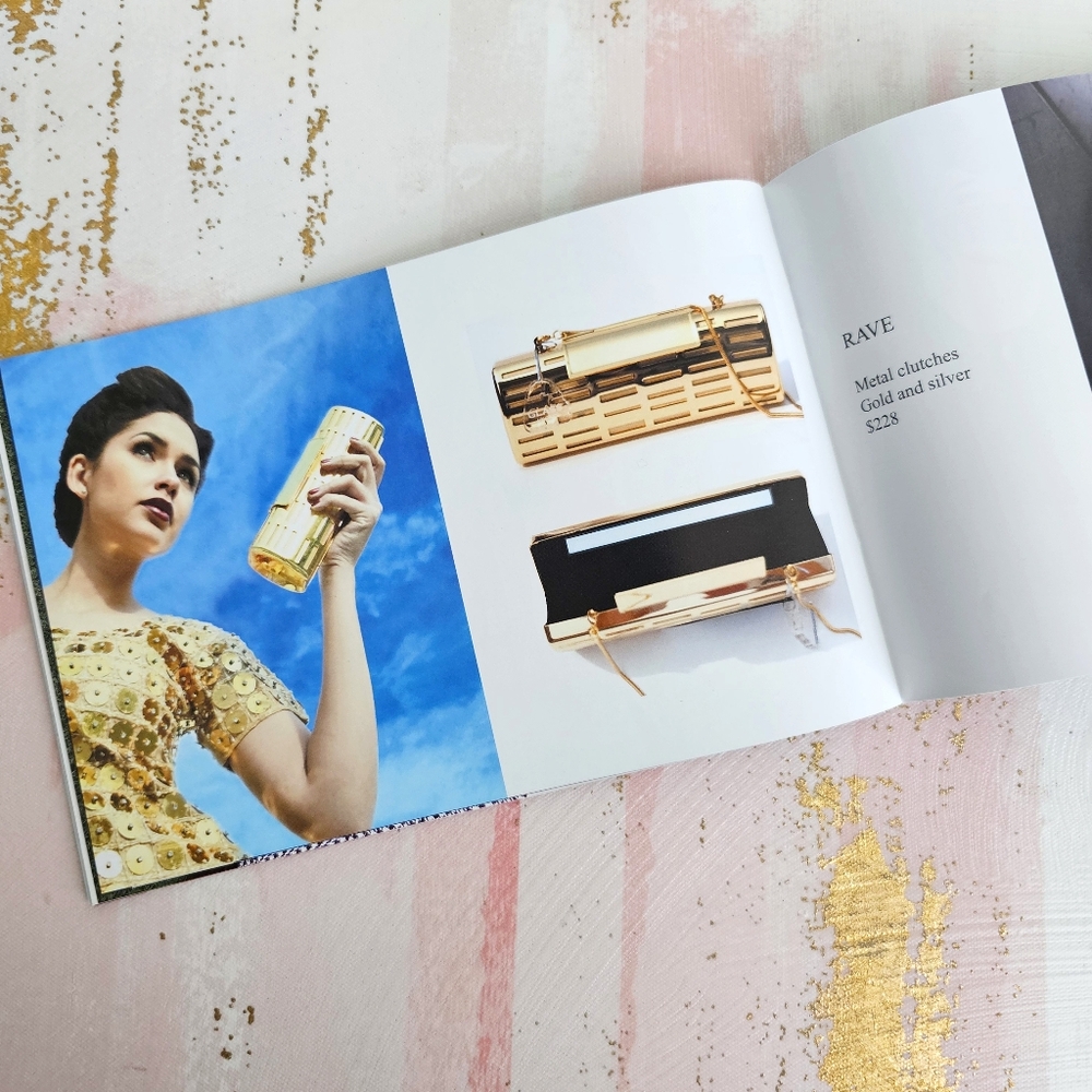 Rave Gold Metallic Clutch By Glass Handbag Luxury Lightning Minimalist Clutch - Picture 4 of 14